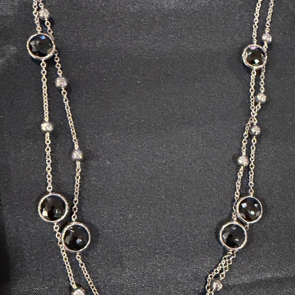 Ippolita Silver Necklace with Black Gemstone Stations